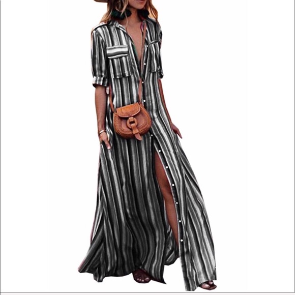 Boutique Dresses & Skirts - Stripped Boho Stripes Maxi Tunic Dress